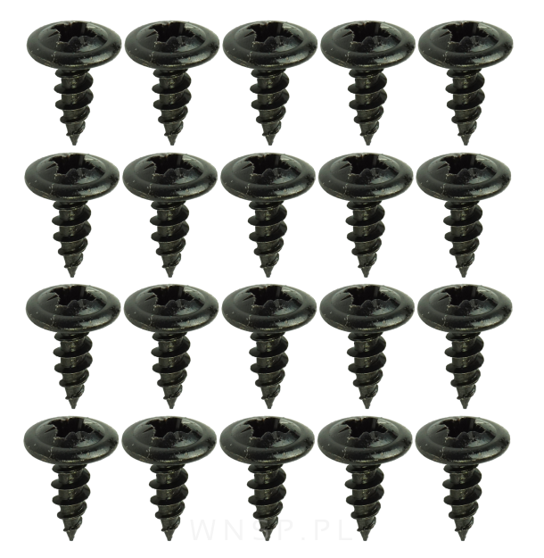 Zestaw wkrętów montażowych 6,0 x 16 mm, ocynk czarny