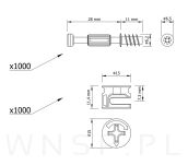 Złącze meblowe mimośrodowe zaczep 28 mm, komplet złącza do mebli 1000 kpl. - 2