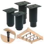 Noga stalowa regulowana 12 - 18 cm z blachą montażową, czarna - 9