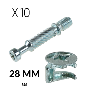 10 x Złącze meblowe 28 MM mimośrodowe zaczep M6