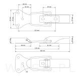 Klamra do blatów stołu 57 X 169 mm, 2 częściowa ocynk żółty - 3