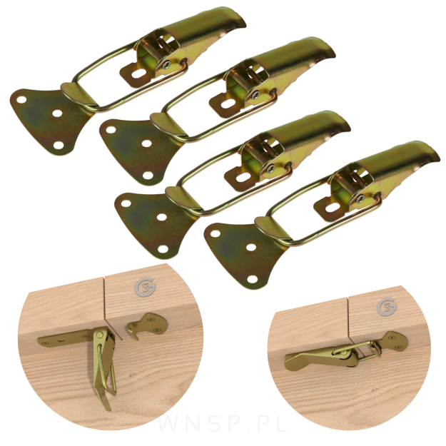 Klamra do blatów stołu 57 X 169 mm, 2 częściowa ocynk żółty