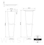 Noga bukowa prosta UNIQ 45 cm z blachą montażową, czarna - 2