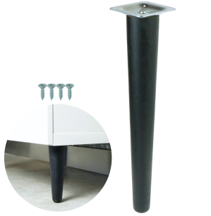 Noga bukowa prosta UNIQ 45 cm z blachą montażową, czarna