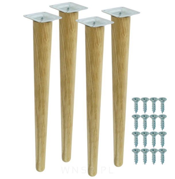 4x Noga dębowa prosta UNIQ 40 CM z blachą montażową