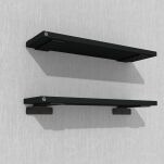 Zestaw 2 półek ściennych czarnych 400 x 150 x 18 mm, ze wspornikami montażowymi - 5