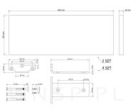 Zestaw 2 półek ściennych czarnych 400 x 150 x 18 mm, ze wspornikami montażowymi - 2