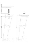Noga meblowa bukowa skośna, 68 cm surowa z blachą montażową - 2