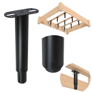 Noga stalowa regulowana 18 - 32 cm z blachą montażową, czarna