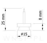 15 mm ślizgacz z gwoździem i filcem białym - 3