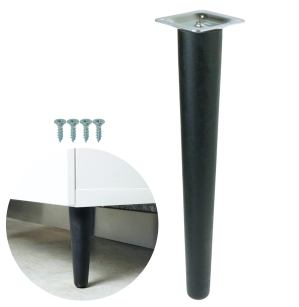 Noga bukowa prosta UNIQ 35 cm z blachą montażową, czarna