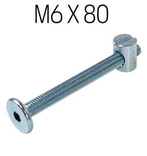 Złącze do łóżka z nakrętką wałeczkową i wkrętem M6X80 mm