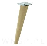 Noga dębowa skośna, stożek 35 cm surowa z blachą montażową - 4