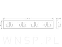 Wieszak ścienny na ubrania, z 4 haczykami, biały - 2