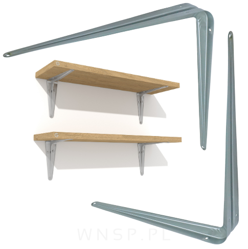 20x Wsporników do półki ściennej 455 x 405 mm, w kolorze srebrnym