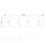 Haczyk, wieszak poczwórny skośny, uchwyt czarny, samoprzylepny - 4