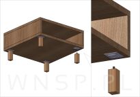 Noga bukowa prosta, stożek 10 cm surowa z blachą montażową - 10