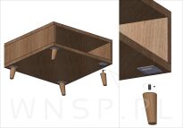 Noga bukowa prosta, stożek 10 cm surowa z blachą montażową - 4