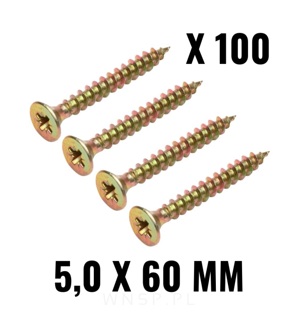 Wkręty hartowane stożkowe do drewna 5,0 X 60 mm