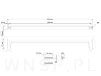 Uchwyt meblowy 224 mm Quadro, czarny, loft do szafki szuflady kuchennej - 2