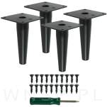 Nogi stalowe proste 13 cm, zestaw z wkrętami, czarne matowe - 5