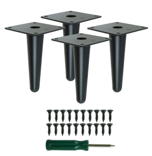 Nogi stalowe proste 13 cm, zestaw z wkrętami, czarne matowe
