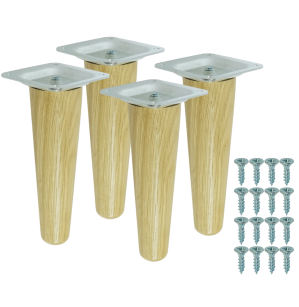 4x Noga dębowa prosta UNIQ 15 CM z blachą montażową