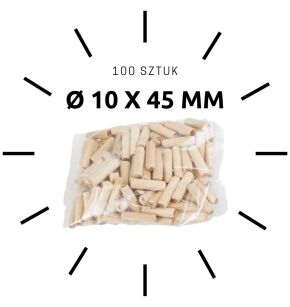 100 X kołek drewniany meblowy ø 10 X 45 mm
