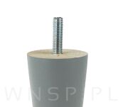 Noga bukowa prosta, stożek 15 cm, szary mat ze szpilką M8 x 25 mm - 3