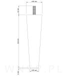 Noga bukowa prosta, stożek 15 cm, szary mat ze szpilką M8 x 25 mm - 2