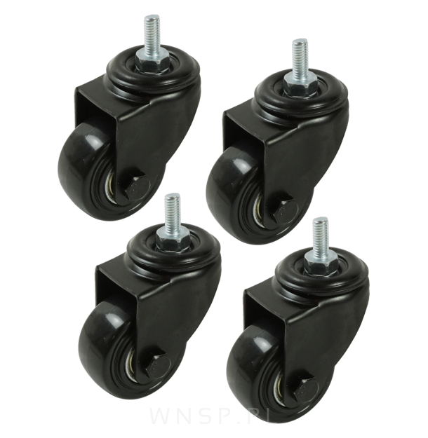 Kółko obrotowe Ø 40 mm, gumowane czarne z trzpieniem M6 x 15 mm