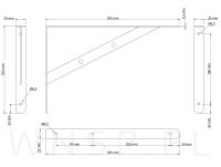 Wspornik 2 sztuki, konsola do półki ściennej, wiszącej 350 x 220 x 25 mm - 2