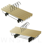 WIESZAK DREWNIANY NA SPODNIE NATURALNY ZESTAW X10 WIESZAKI Z KLIPSAMI - 4