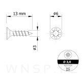 Wkręty hartowane stożkowe do drewna  3,0 X 13 mm - 2