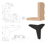 4x Noga meblowa GWIAZDA 10,5 cm, czarny mat - 2