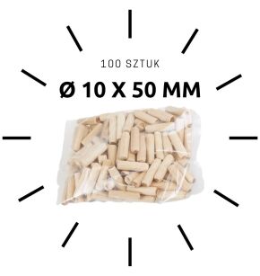 100 X kołek drewniany meblowy ø 10 X 50 mm