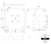 Blacha mocująca do nóg 100 X 100 X 2 mm, stal, 9 otworów ocynk biały - 2