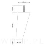 Noga bukowa skośna, stożek 10 cm, orzech ze szpilką M8 x 25 mm - 2