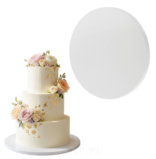 Podkład pod tort Ø 20 cm okrągły, dekoracja na urodziny gruby sztywny biały