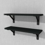Zestaw 2 półek ściennych czarnych 400 x 150 x 18 mm, ze wspornikami montażowymi - 4