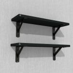 Zestaw 2 półek ściennych czarnych 400 x 150 x 18 mm, ze wspornikami montażowymi - 5