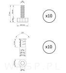10x Stopki meblowe M6 x 20 mm z mufą wkręcaną M6 - 3
