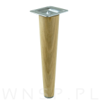 Noga dębowa prosta, stożek 25 cm lakierowana z blachą montażową - 4