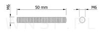 M6 X 50 mm szpilka metryczna, trzpień gwintowany - 3