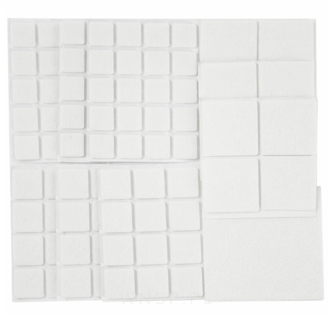 PODKŁADKI FILCOWE POD KRZESŁA, MEBLE, NOGI SAMOPRZYLEPNE ZESTAW 109 SZT BIAŁY FILC
