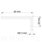 Klucz imbusowy 4 mm typ L, opakowanie 100 szt. - 2