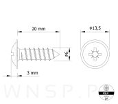 Wkręt 6,0 X 20 mm podkładkowy do drewna - 2