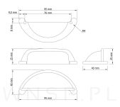 Uchwyt meblowy Chicago 76 mm złoty piaskowy - 3