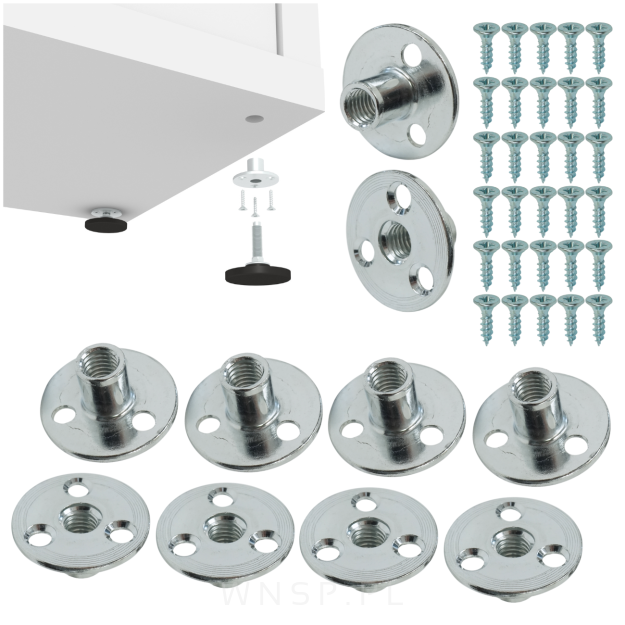 10x Nakrętka M10 x 17,5 mm z dużym kołnierzem Ø 37 mm do przykręcania, zestaw z wkrętami