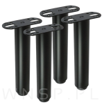 4x Noga stalowa regulowana 18 - 32 cm z blachą montażową, czarna - 4